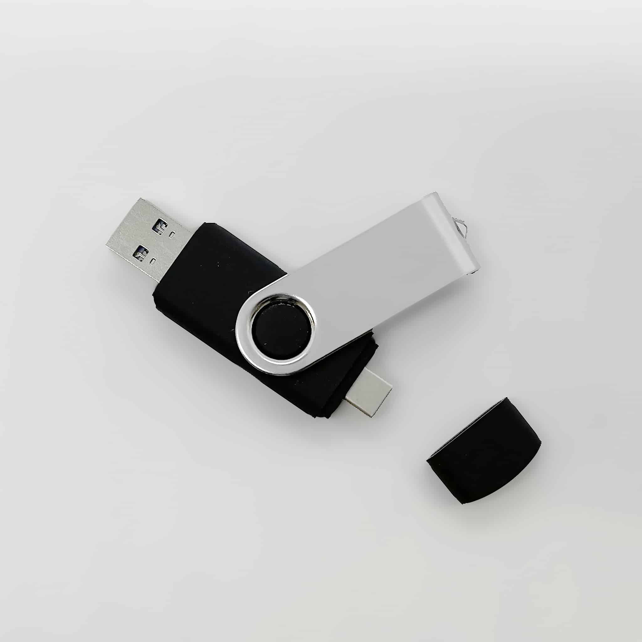 Dual Plug USB Stick Twister Black (USB-A und USB-C)